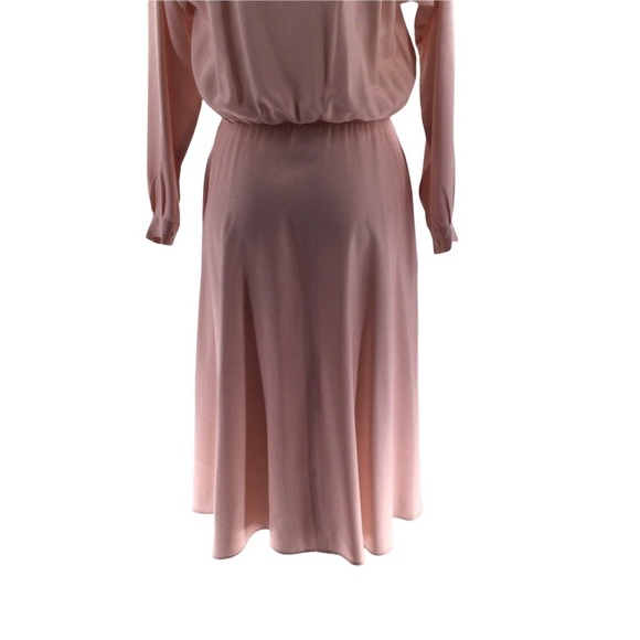 Vintage Liz Claiborne 100% Silk Pink Button Down Long Sleeve Shirt Dress - Picture 3 of 16